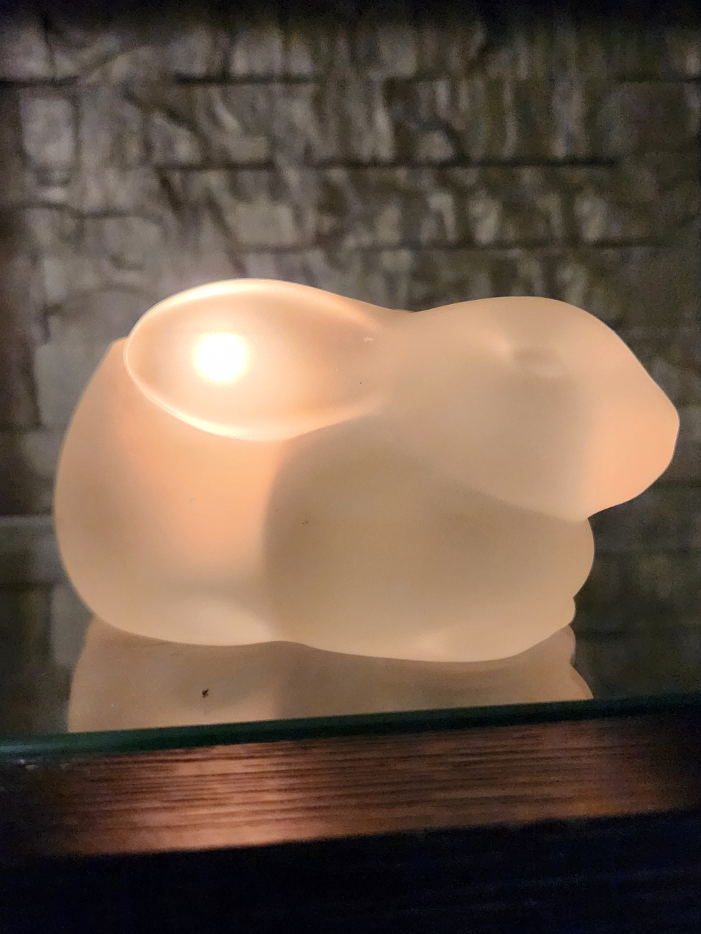 Vintage Estee Lauder Frosted Glass Bunny Rabbit Candle Holder